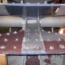 Tylne powierzchnie łopat wentylatora zabezpieczona materiałem Belzona 1811