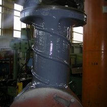 Dziobowy ster strumieniowy naprawiony z użyciem materiałów Belzona 1311 (Super Metal) i Belzona 1321 (Ceramic S-Metal)