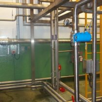 Uszkodzona ściana odbudowana z użyciem materiału Belzona 4131 (Magma-Screed) i zabezpieczona powłoką Belzona 5111 (Ceramic Cladding)